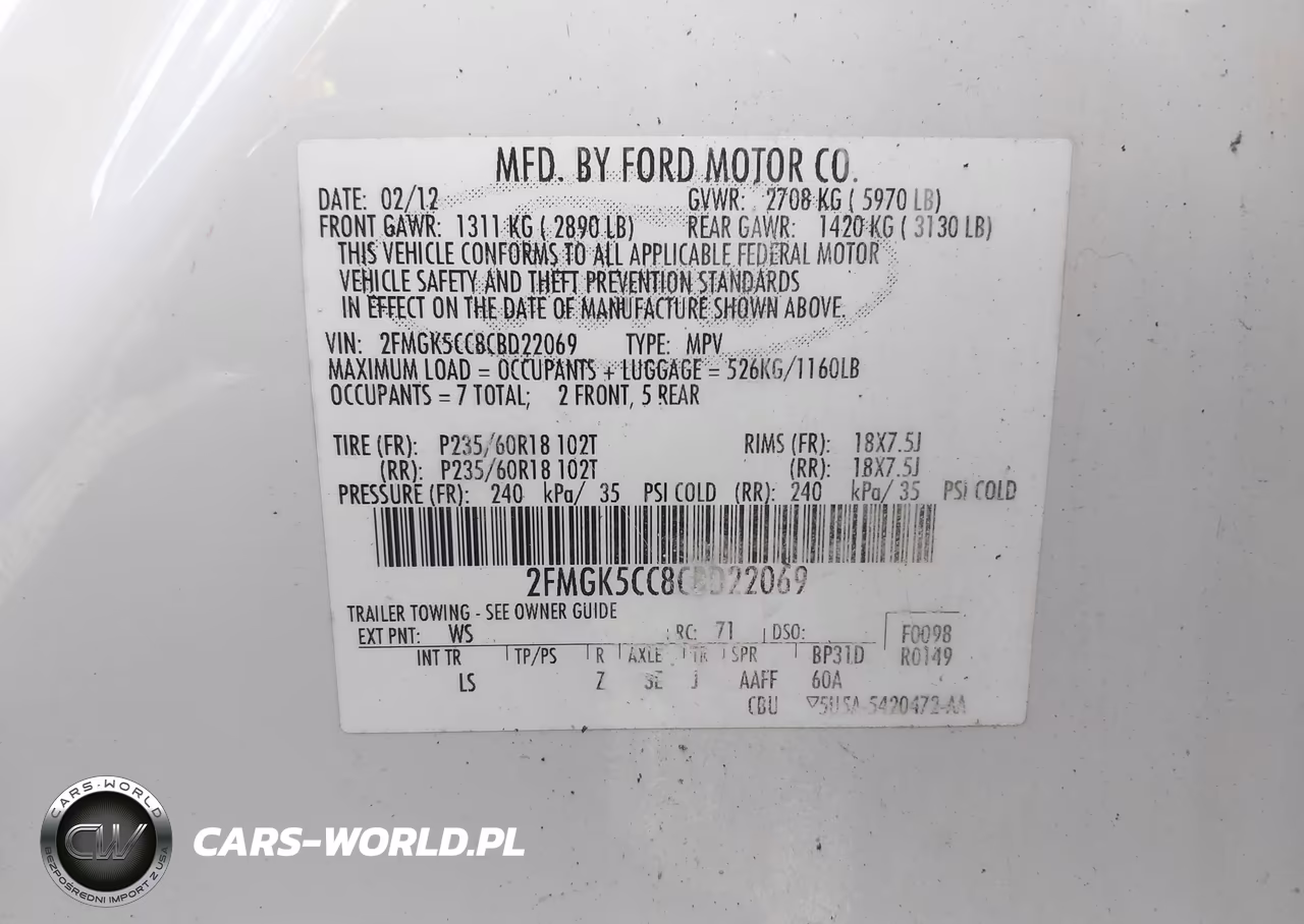 2012 Ford Flex Sel VIN:2FMGK5CC8CBD22069 - 9