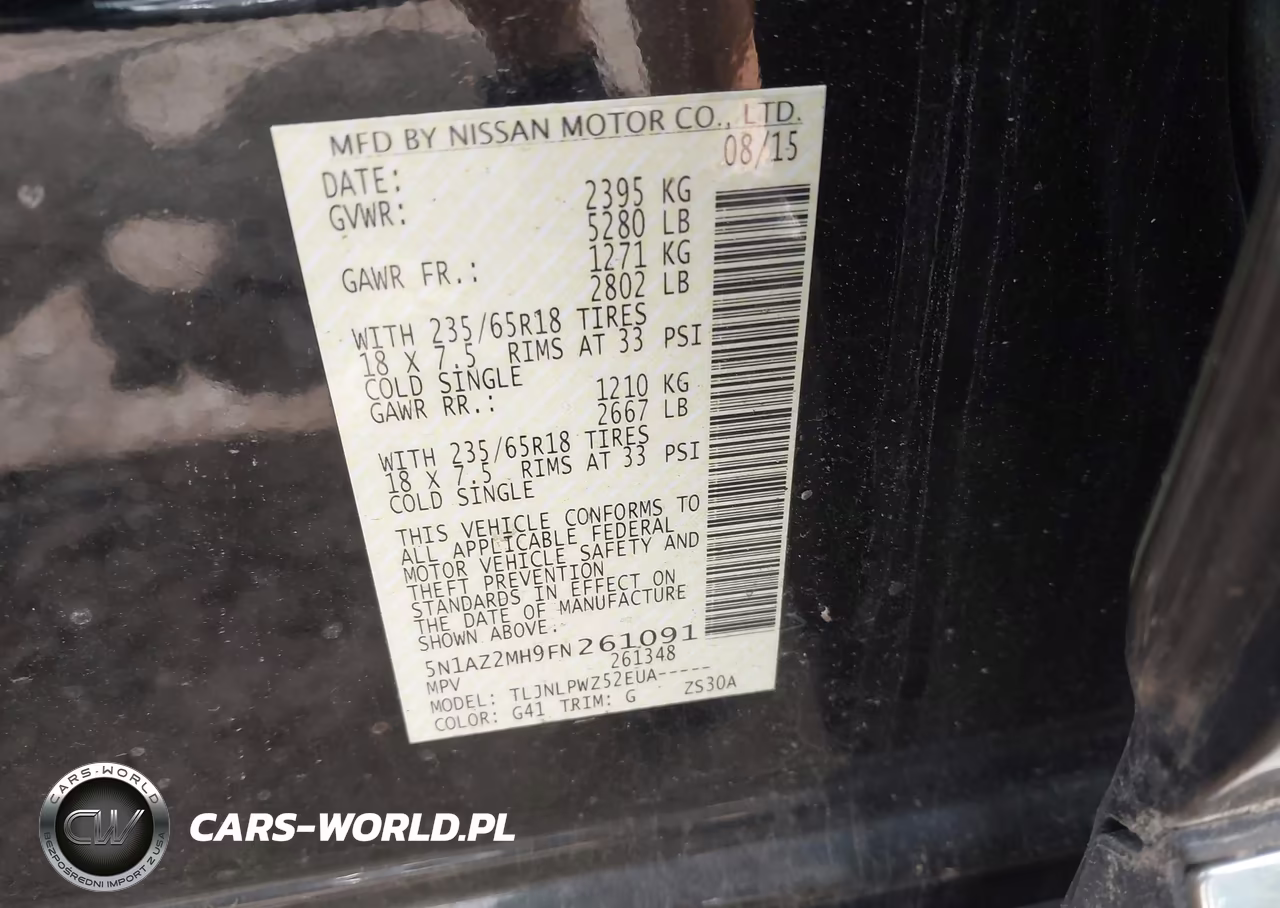2015 Nissan Murano S VIN:5N1AZ2MH9FN261091 - 9