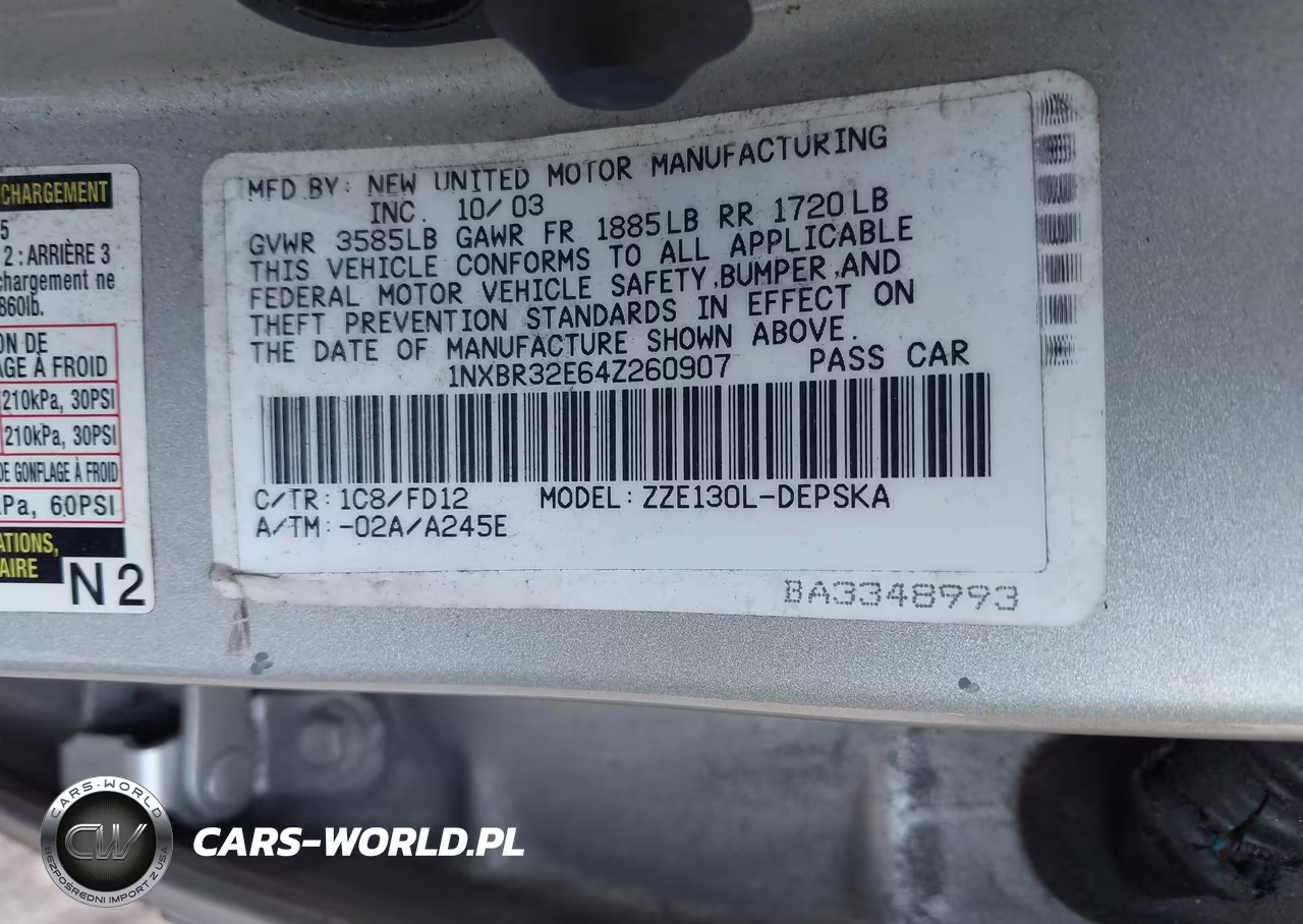 2004 Toyota Corolla S VIN:1NXBR32E64Z260907 - 9