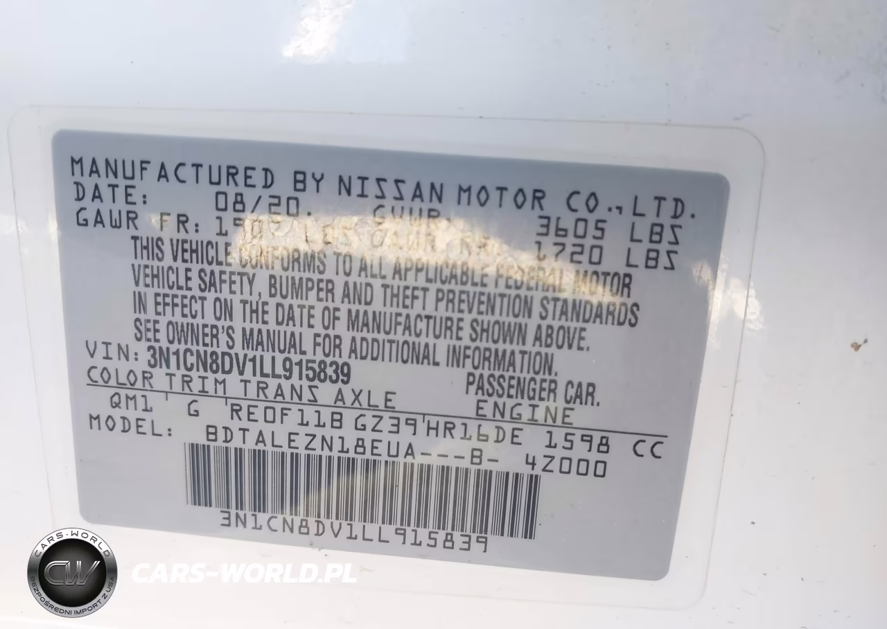 2020 Nissan Versa S Xtronic Cvt VIN:3N1CN8DV1LL915839 - 9