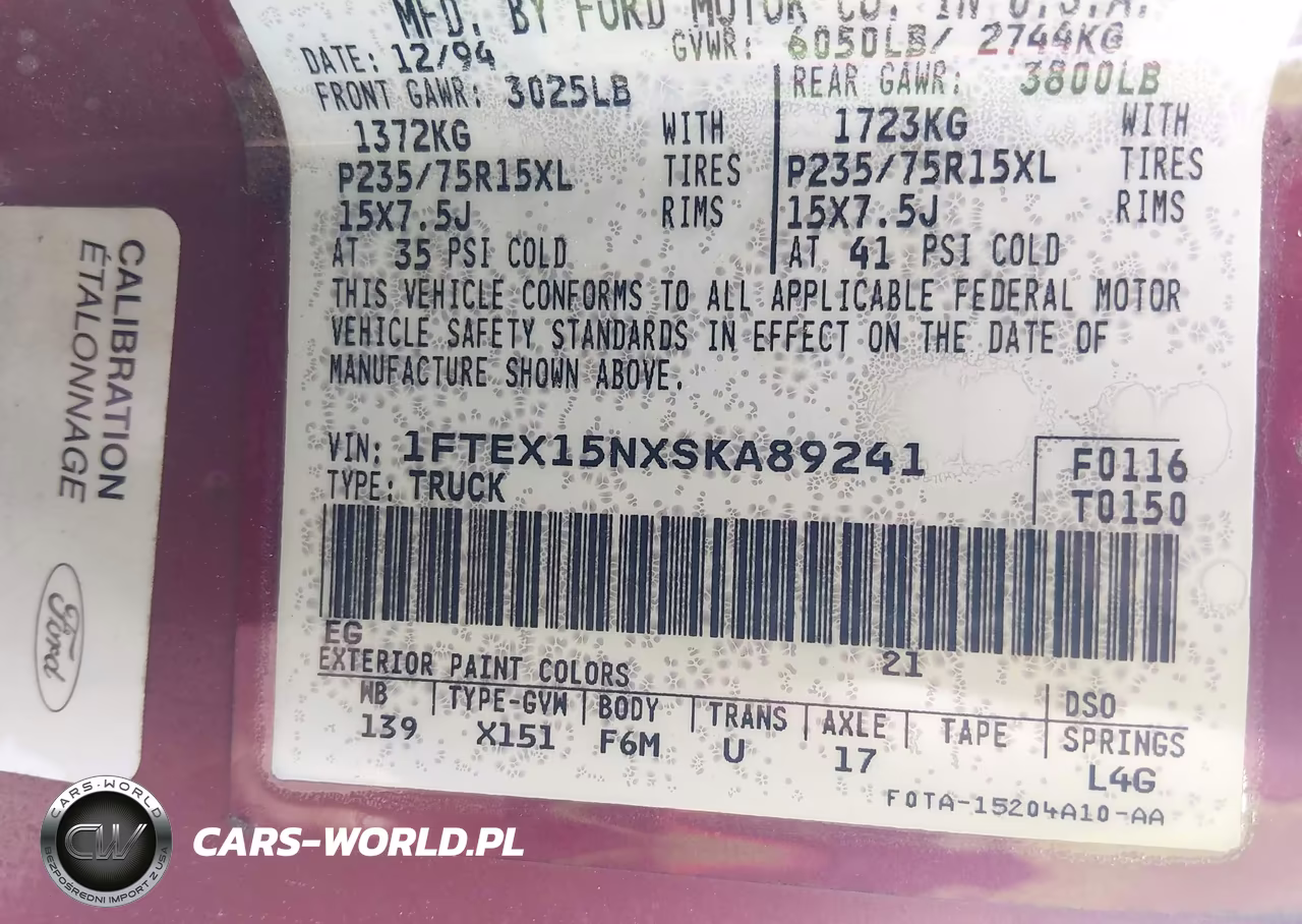 1995 Ford F150 VIN:1FTEX15NXSKA89241 - 9