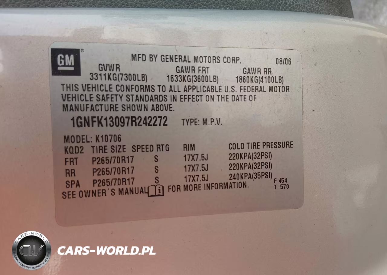 2007 Chevrolet Tahoe Lt VIN:1GNFK13097R242272 - 9