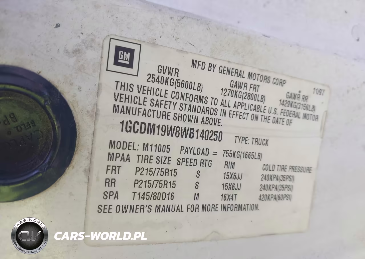 1998 Chevrolet Astro VIN:1GCDM19W8WB140250 - 9