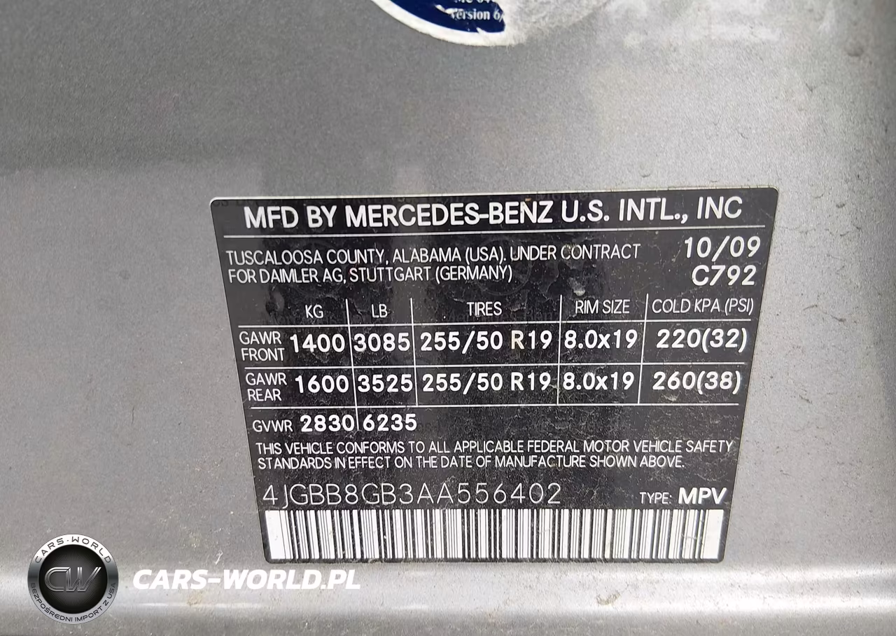2010 Mercedes-Benz Ml 350 4Matic VIN:4JGBB8GB3AA556402 - 9