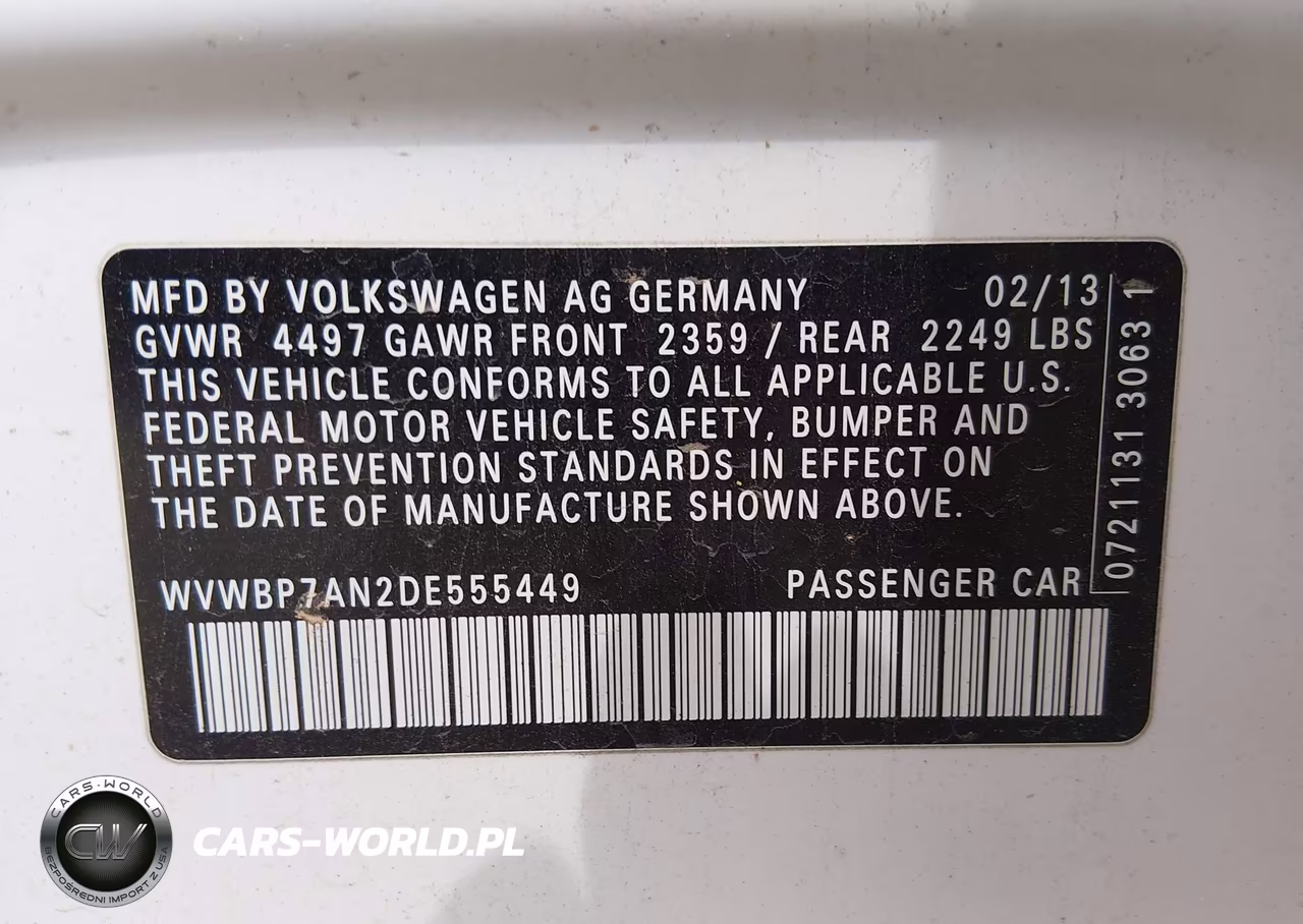 2013 Volkswagen Cc Sport VIN:WVWBP7AN2DE555449 - 9