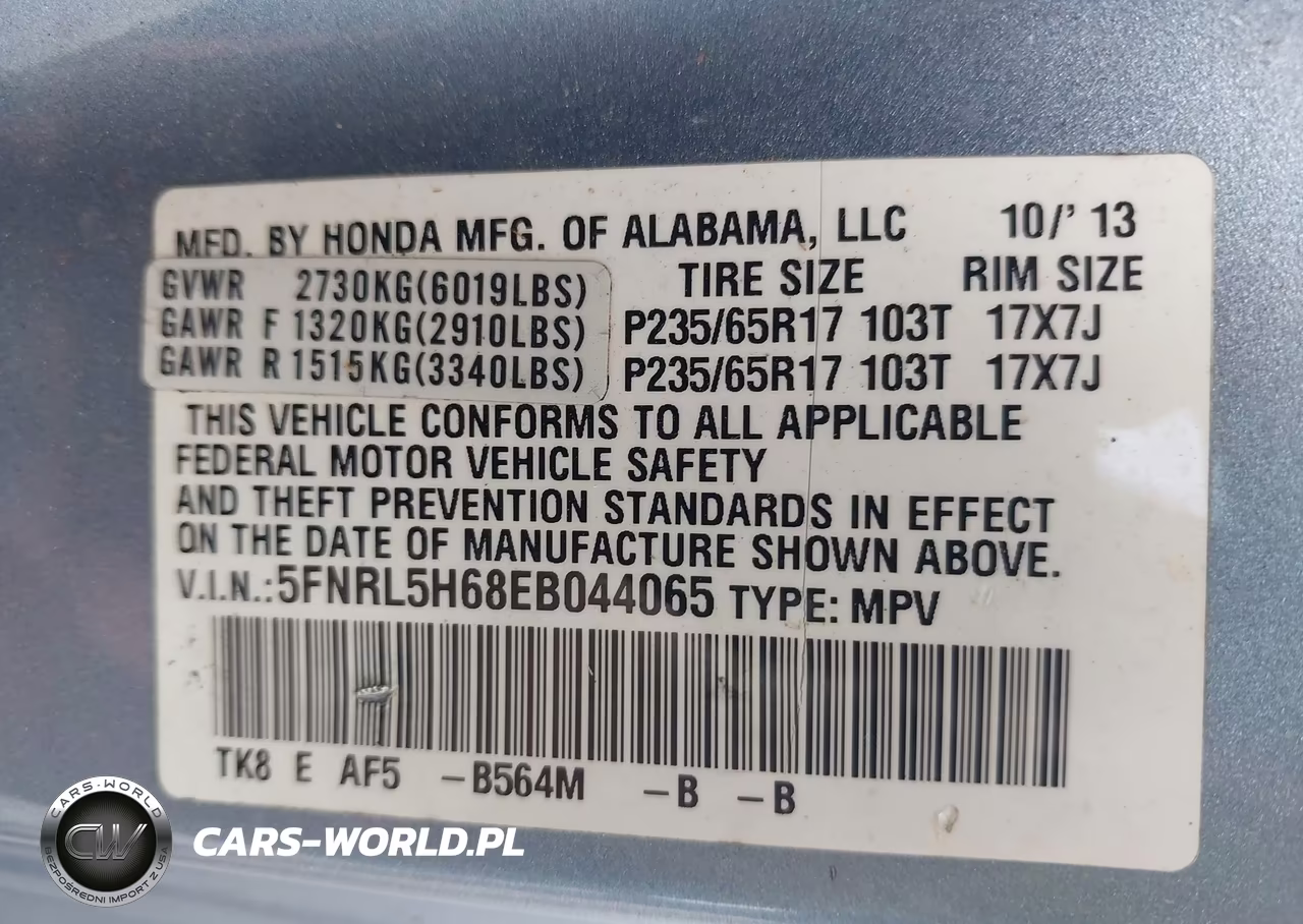 2014 Honda Odyssey Ex-L VIN:5FNRL5H68EB044065 - 9