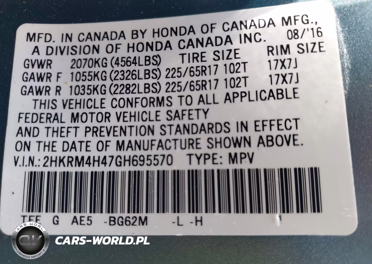 2016 Honda Cr-V Se VIN:2HKRM4H47GH695570 - 9