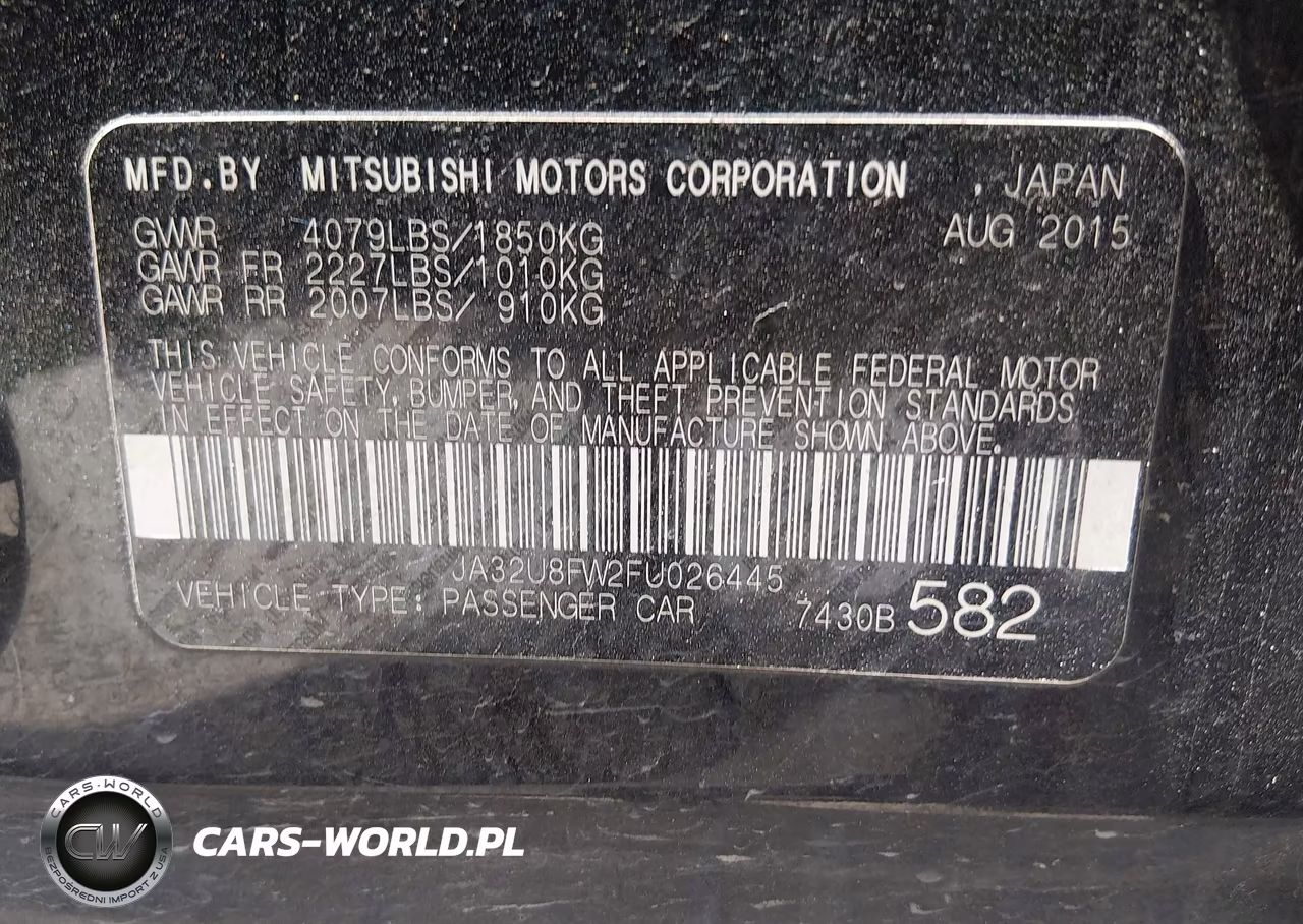 2015 Mitsubishi Lancer Gt VIN:JA32U8FW2FU026445 - 9