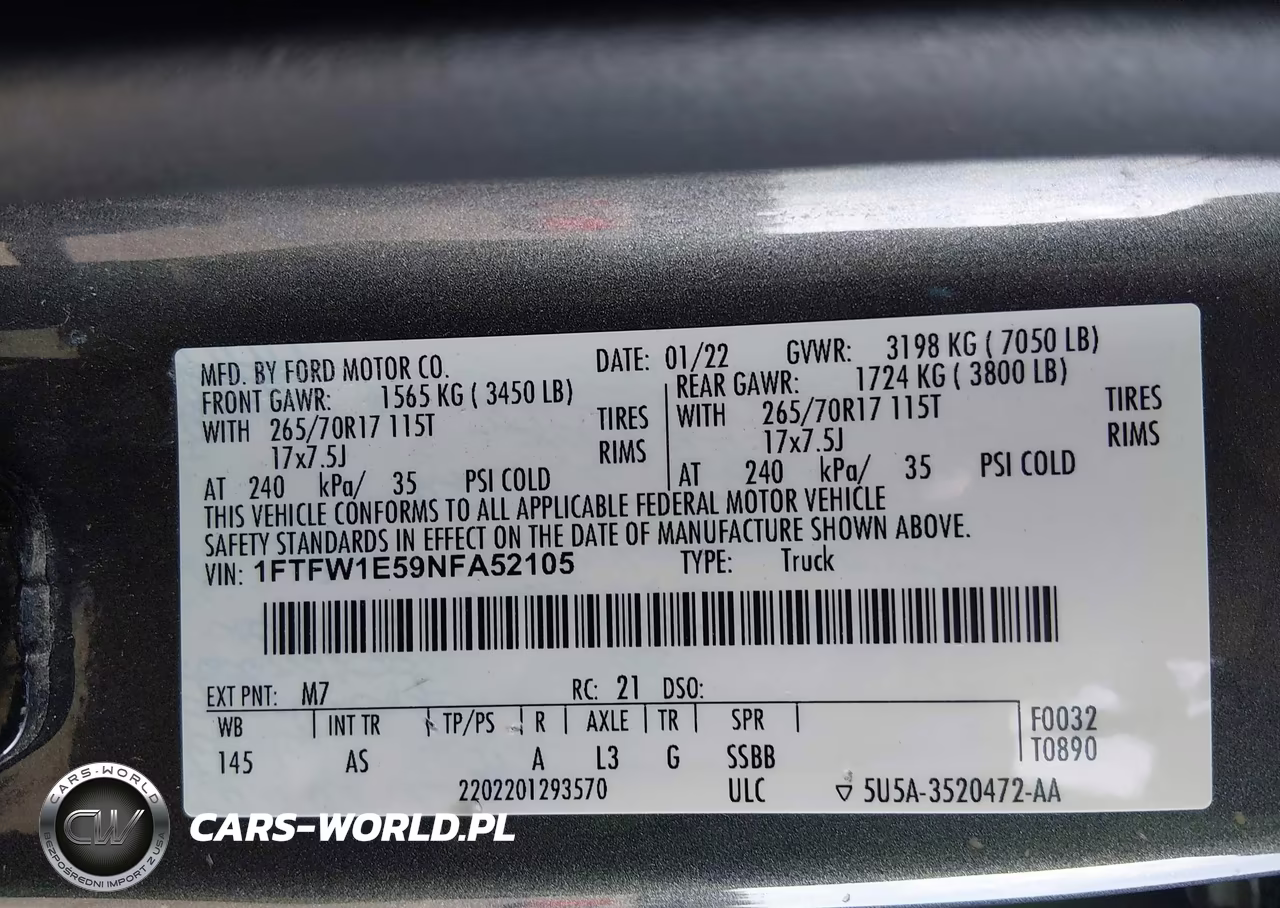 2022 Ford F-150 Xl VIN:1FTFW1E59NFA52105 - 9