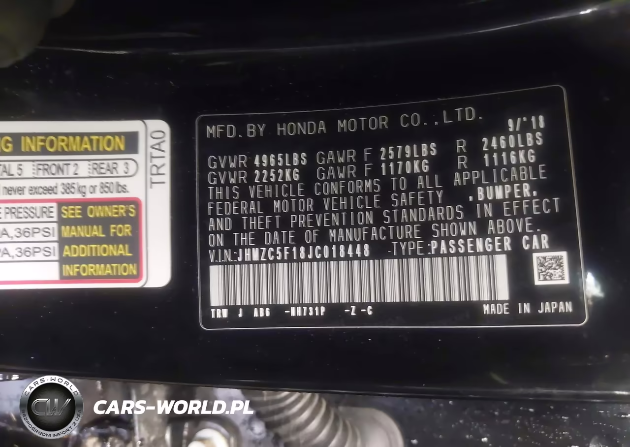 2018 Honda Clarity Plug-In Hybrid VIN:JHMZC5F18JC018448 - 9