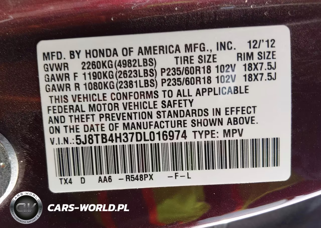 2013 Acura Rdx VIN:5J8TB4H37DL016974 - 9