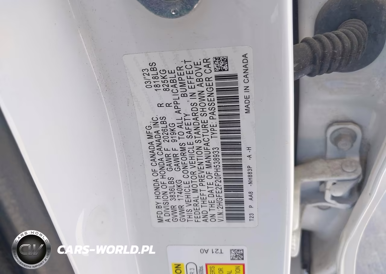 2023 Honda Civic Lx VIN:2HGFE2F20PH538933 - 9