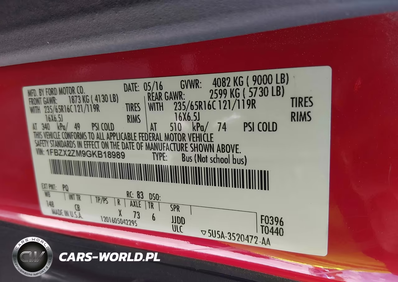 2016 Ford Transit-350 Xl VIN:1FBZX2ZM9GKB18989 - 9