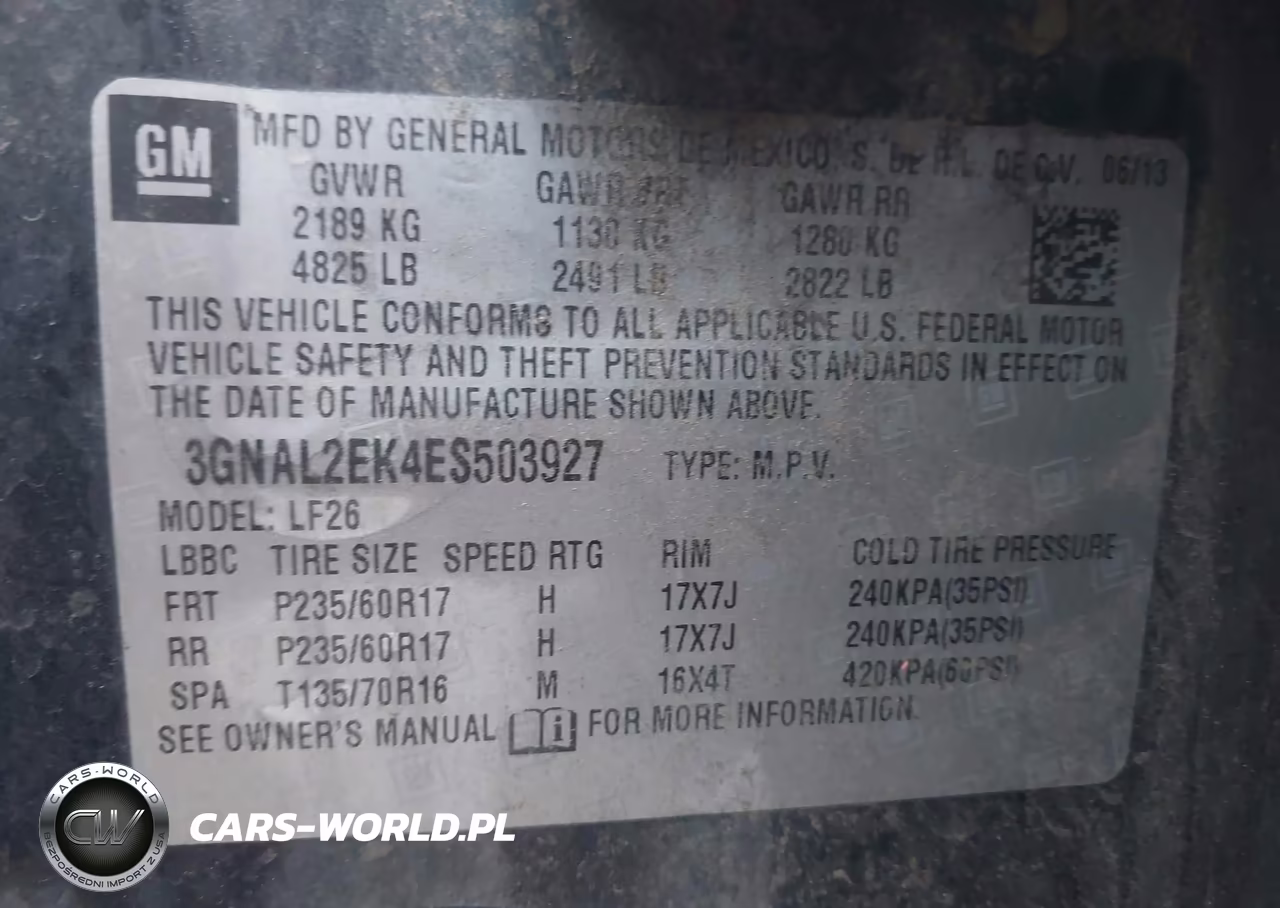 2014 Chevrolet Captiva Sport Fleet Ls VIN:3GNAL2EK4ES503927 - 9