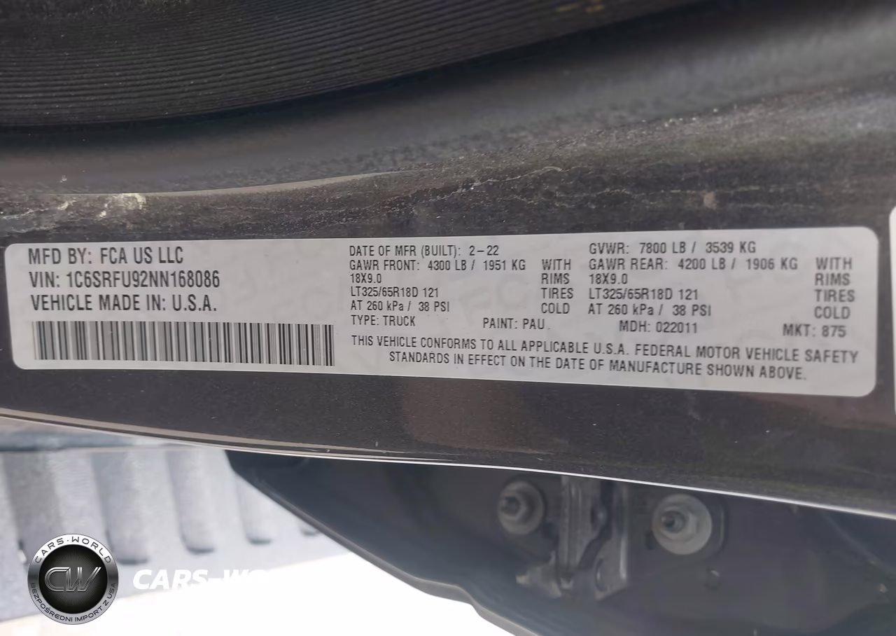 2022 Ram 1500 Trx 4X4 5'7 Box VIN:1C6SRFU92NN168086 - 9