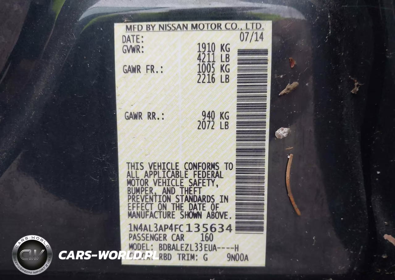 2015 Nissan Altima 2.5 S VIN:1N4AL3AP4FC135634 - 9