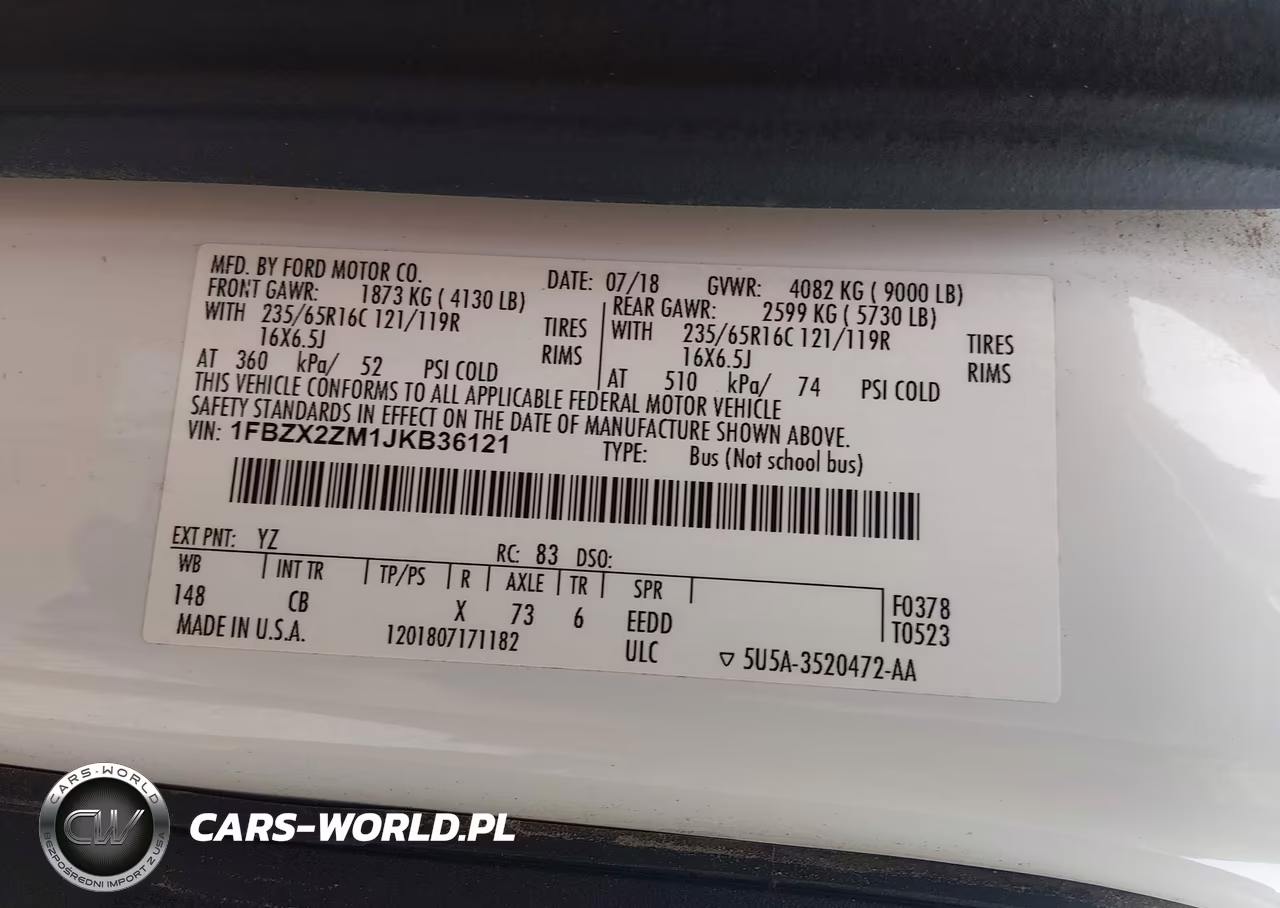 2018 Ford Transit-350 Xl VIN:1FBZX2ZM1JKB36121 - 9