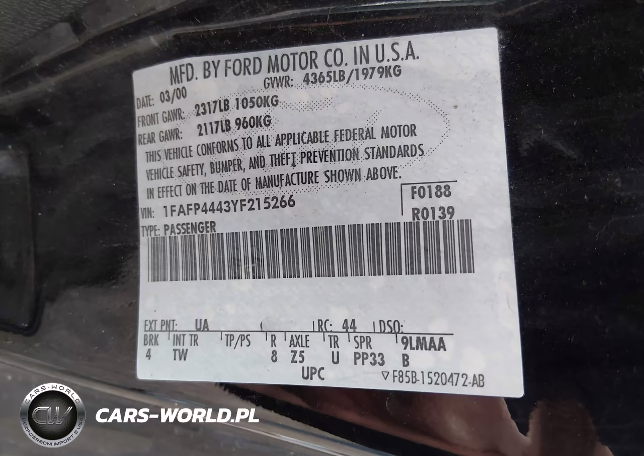 2000 Ford Mustang VIN:1FAFP4443YF215266 - 9