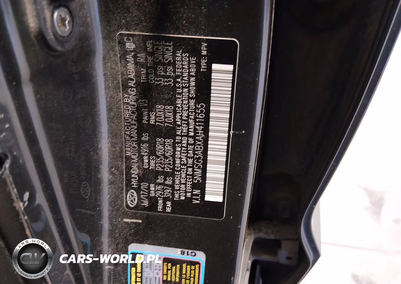 2010 Hyundai Santa Fe Gls VIN:5NMSG3ABXAH411655 - 9