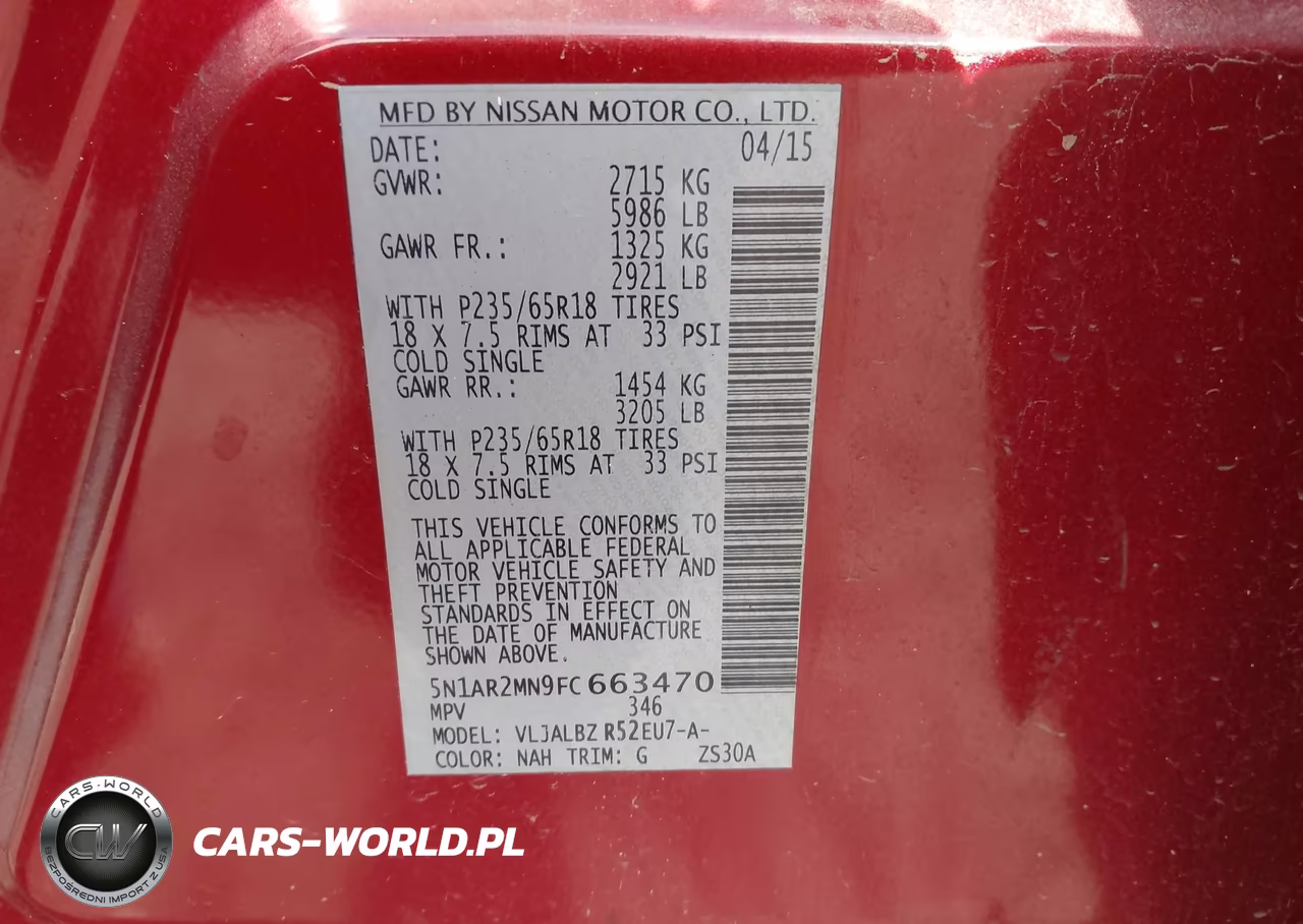 2015 Nissan Pathfinder S VIN:5N1AR2MN9FC663470 - 9