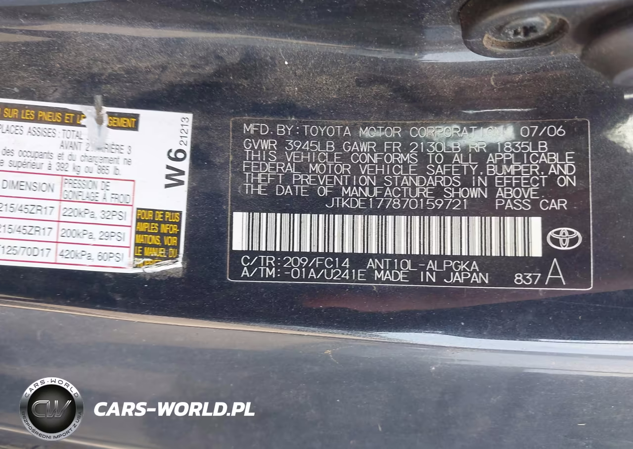 2007 Scion Tc VIN:JTKDE177870159721 - 9