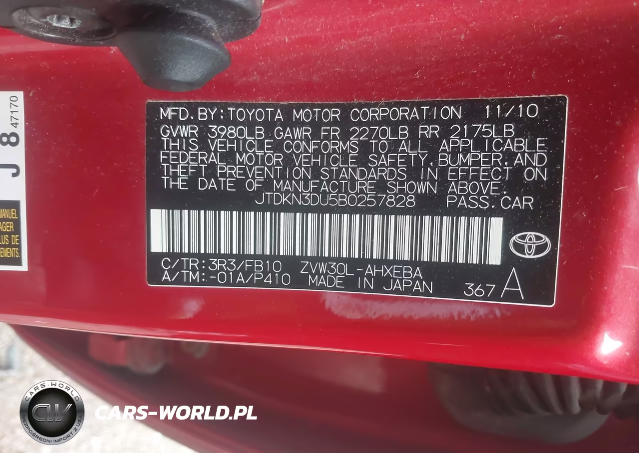 2011 Toyota Prius Two VIN:JTDKN3DU5B0257828 - 9