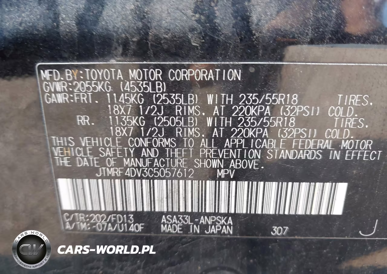 2012 Toyota Rav4 Sport VIN:JTMRF4DV3C5057612 - 9