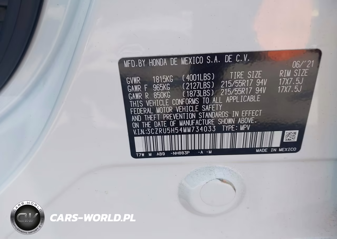 2021 Honda Hr-V 2Wd Ex VIN:3CZRU5H54MM734033 - 9