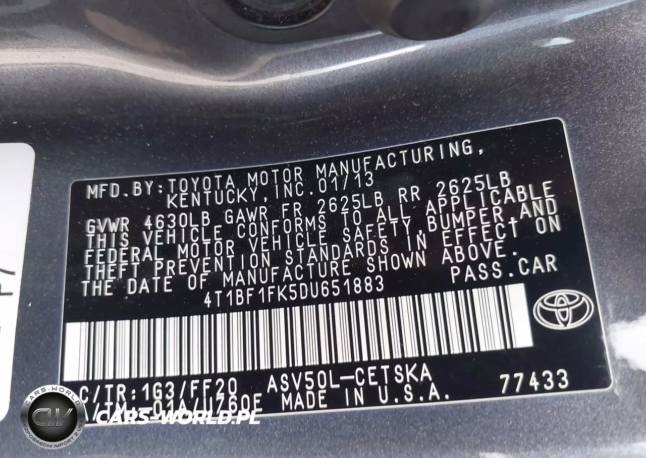 2013 Toyota Camry Se VIN:4T1BF1FK5DU651883 - 9