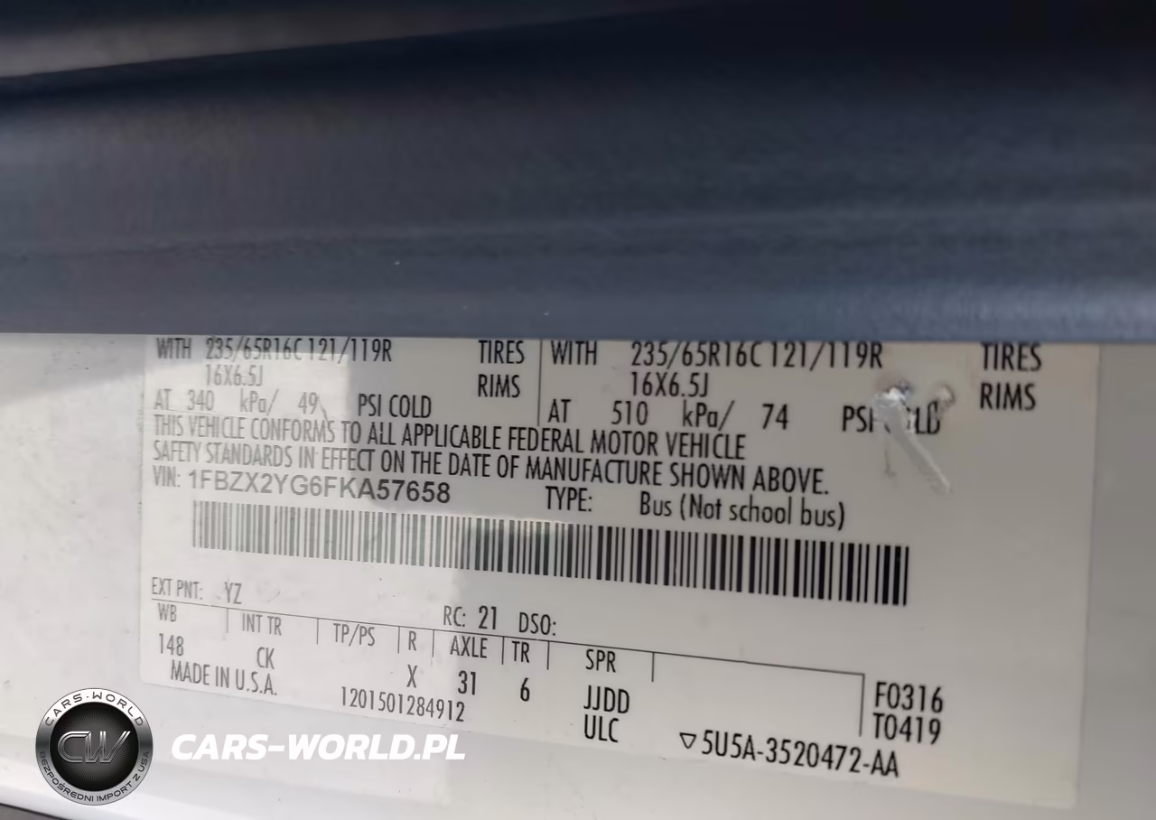 2015 Ford Transit-350 Xl VIN:1FBZX2YG6FKA57658 - 9