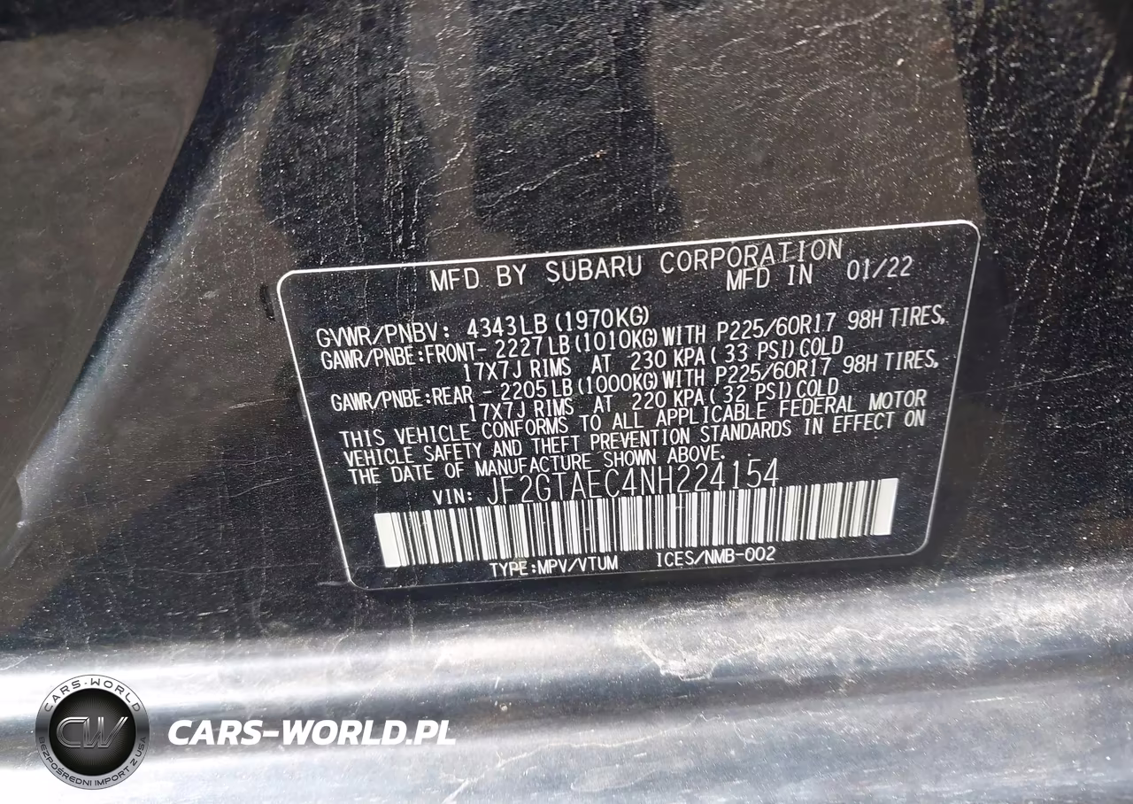 2022 Subaru Crosstrek Premium VIN:JF2GTAEC4NH224154 - 9