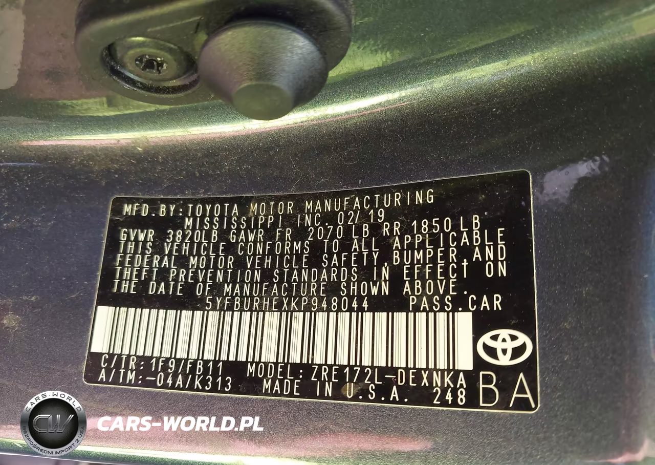 2019 Toyota Corolla Le VIN:5YFBURHEXKP948044 - 9