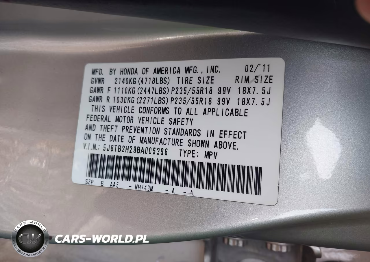 2011 Acura Rdx VIN:5J8TB2H29BA005396 - 9