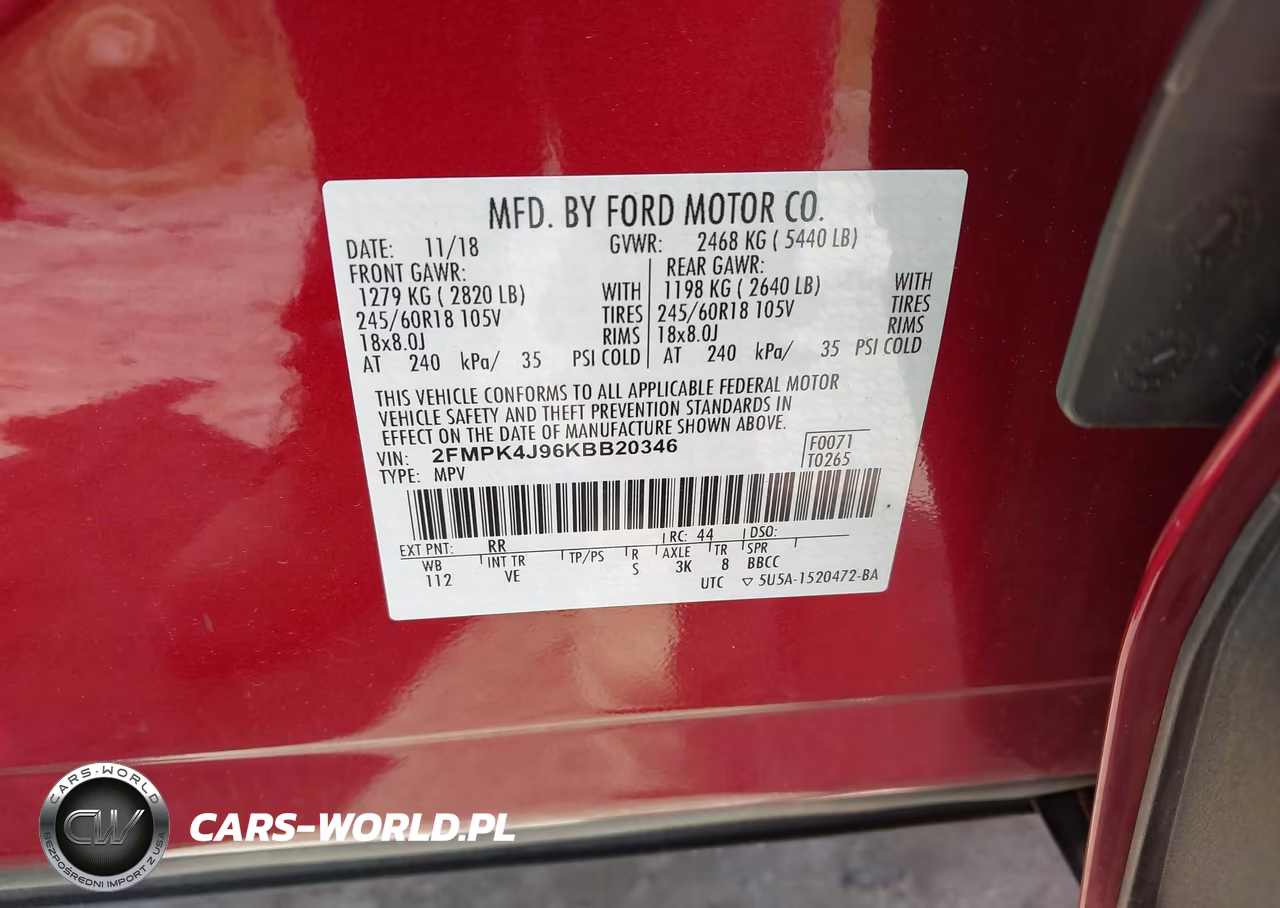 2019 Ford Edge Sel VIN:2FMPK4J96KBB20346 - 9