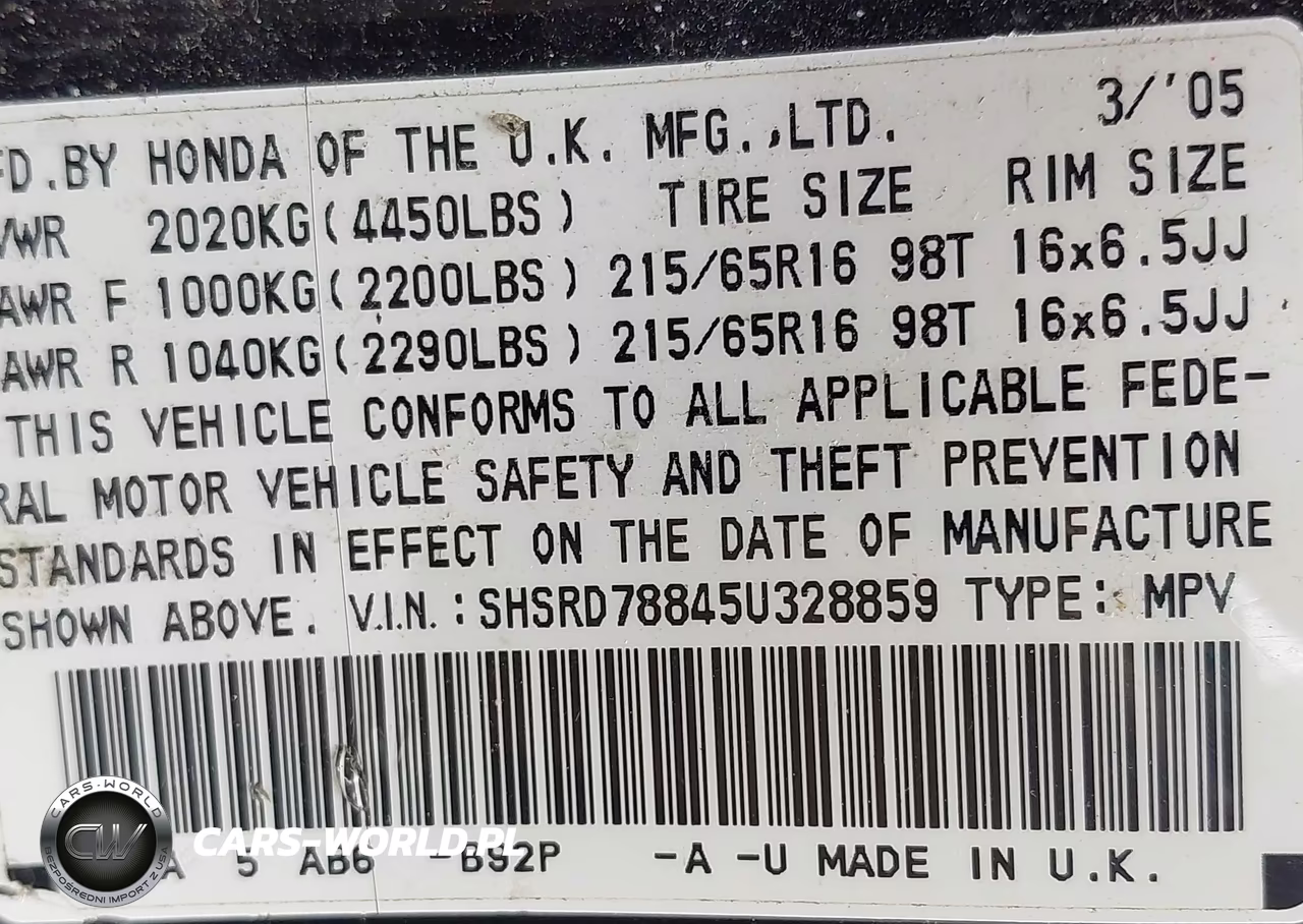 2005 Honda Cr-V Ex VIN:SHSRD78845U328859 - 9