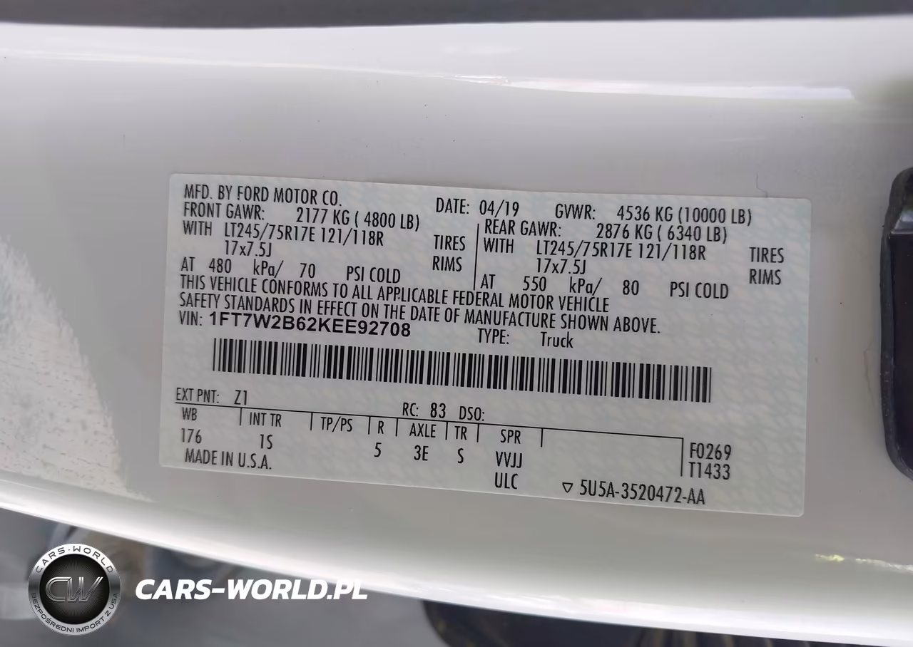 2019 Ford F-250 Xl VIN:1FT7W2B62KEE92708 - 9