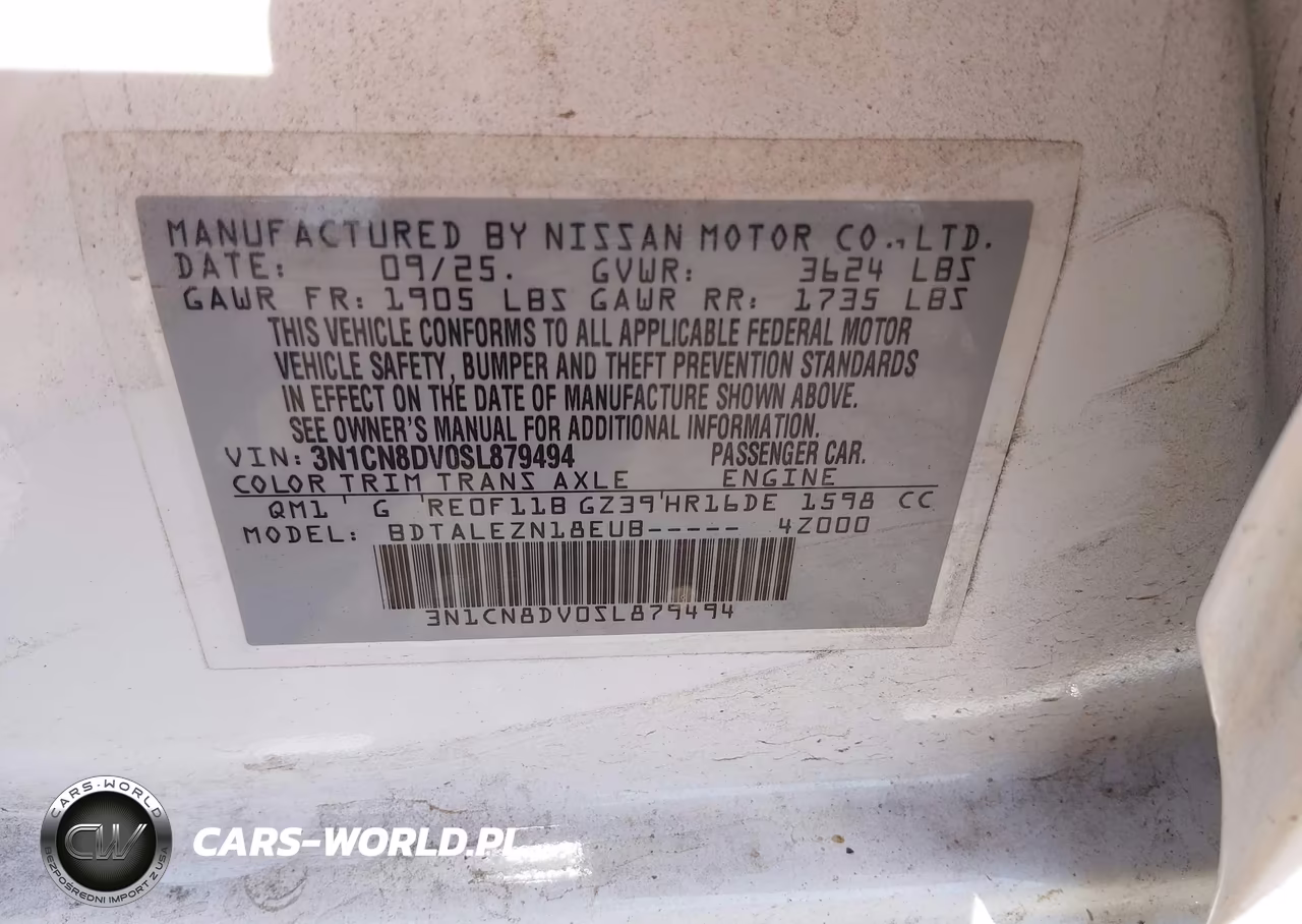 2025 Nissan Versa 1.6 S VIN:3N1CN8DV0SL879494 - 9