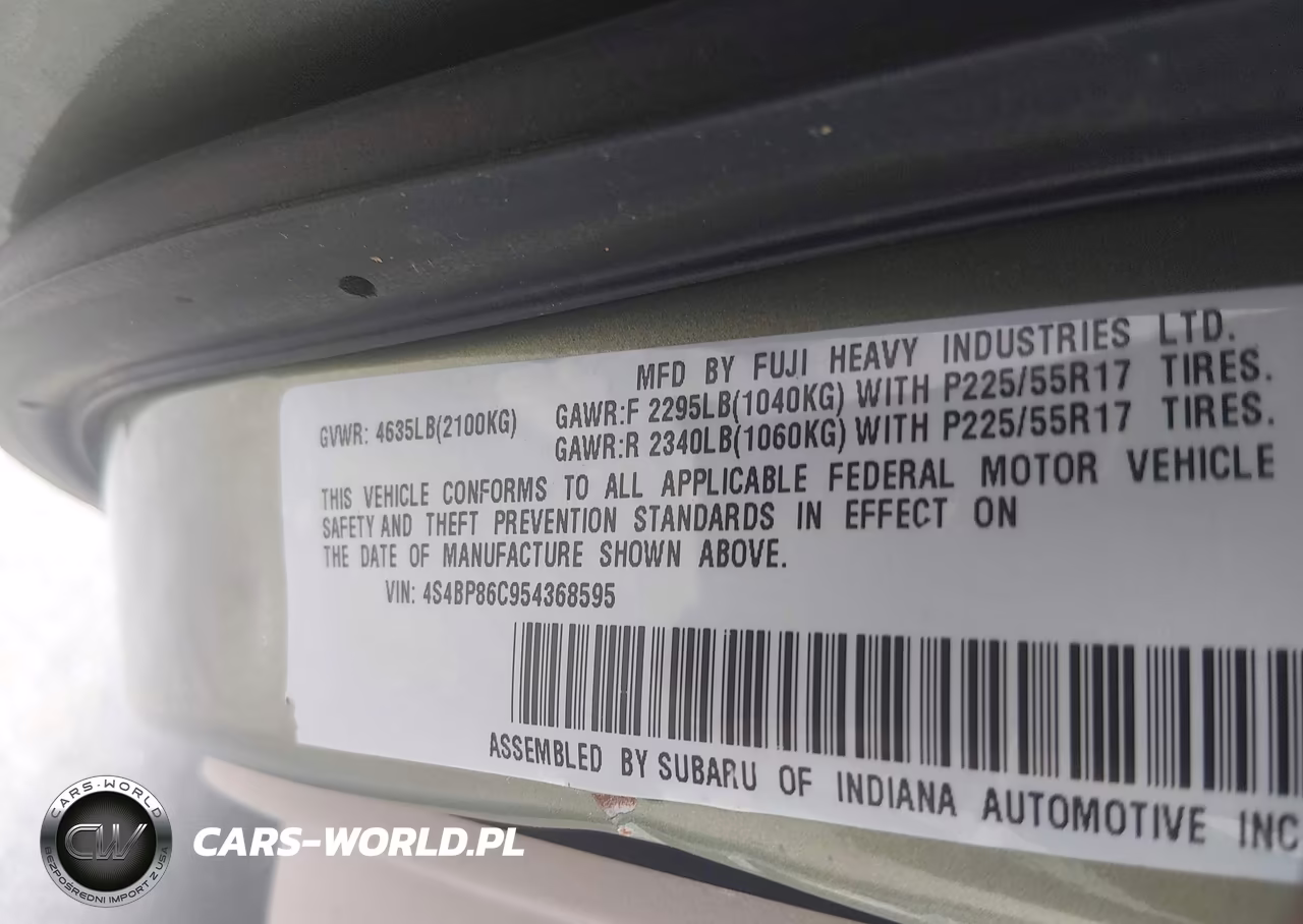 2005 Subaru Outback 3.0R L.l. Bean Edition VIN:4S4BP86C954368595 - 9