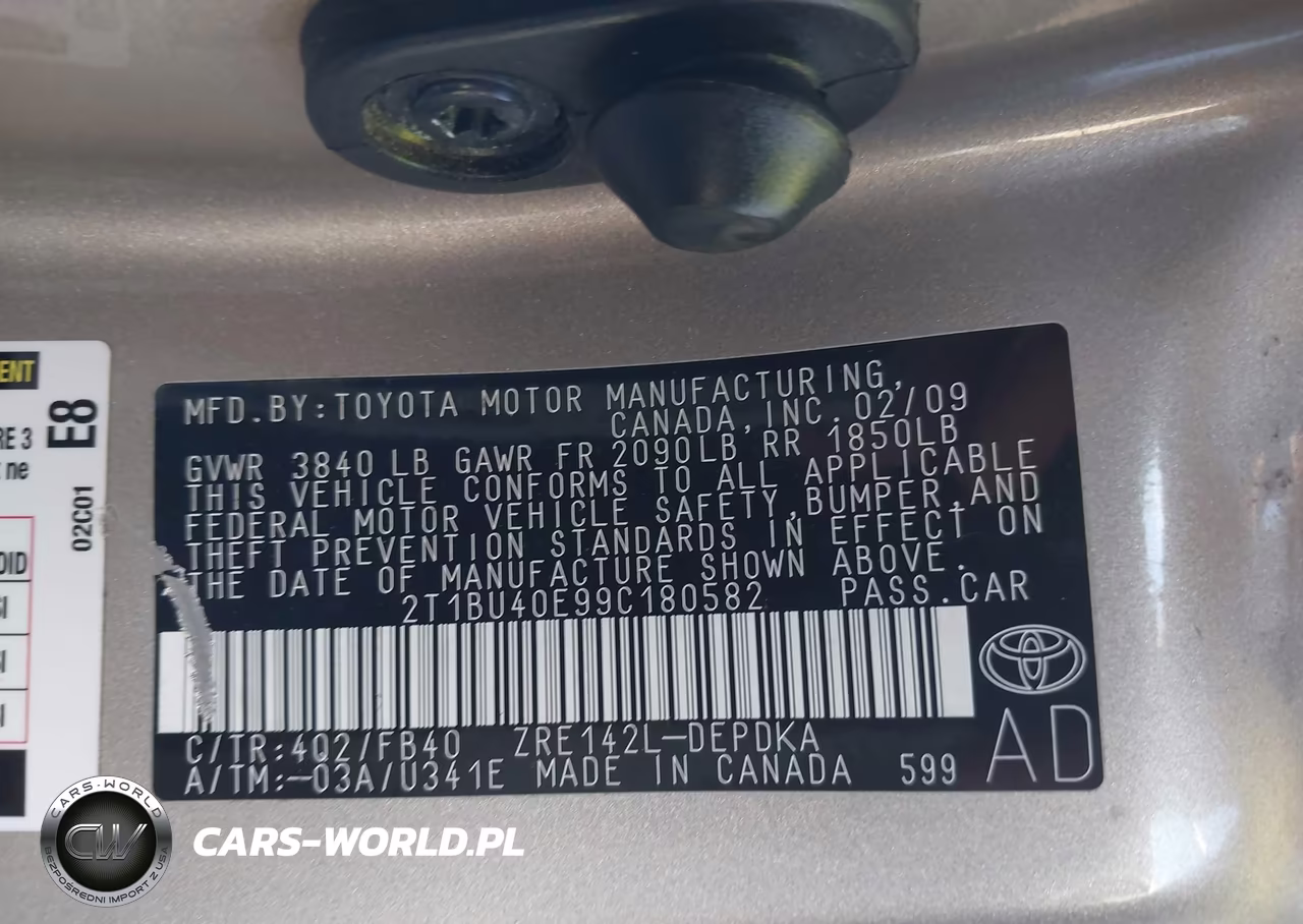 2009 Toyota Corolla Le VIN:2T1BU40E99C180582 - 9