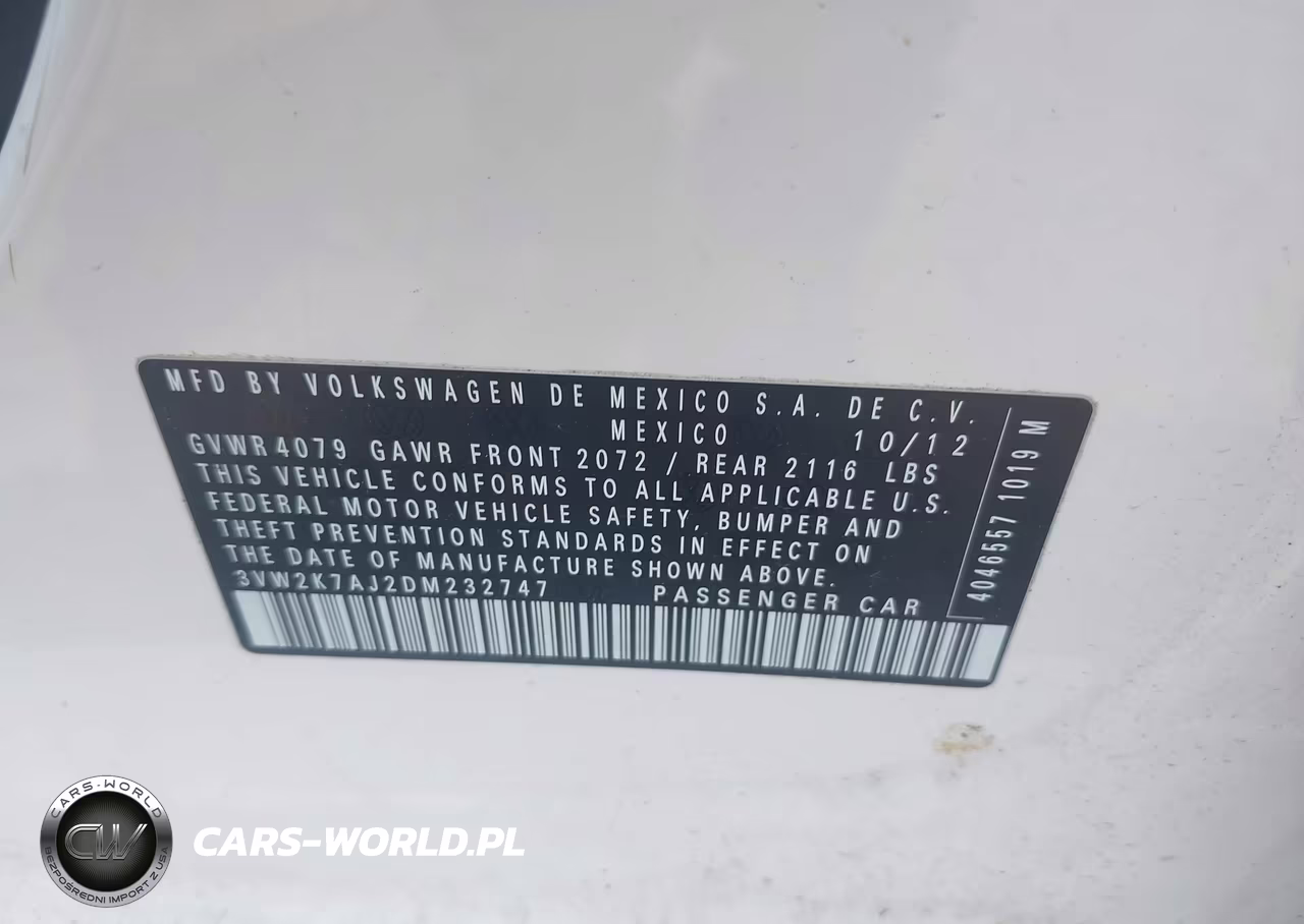 2013 Volkswagen Jetta 2.0L S VIN:3VW2K7AJ2DM232747 - 9