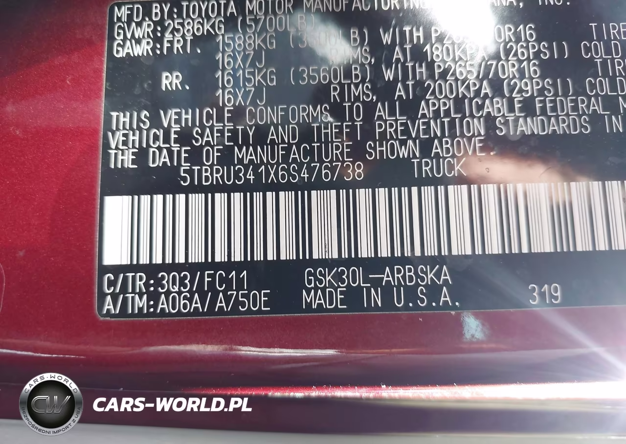2006 Toyota Tundra Sr5 VIN:5TBRU341X6S476738 - 9