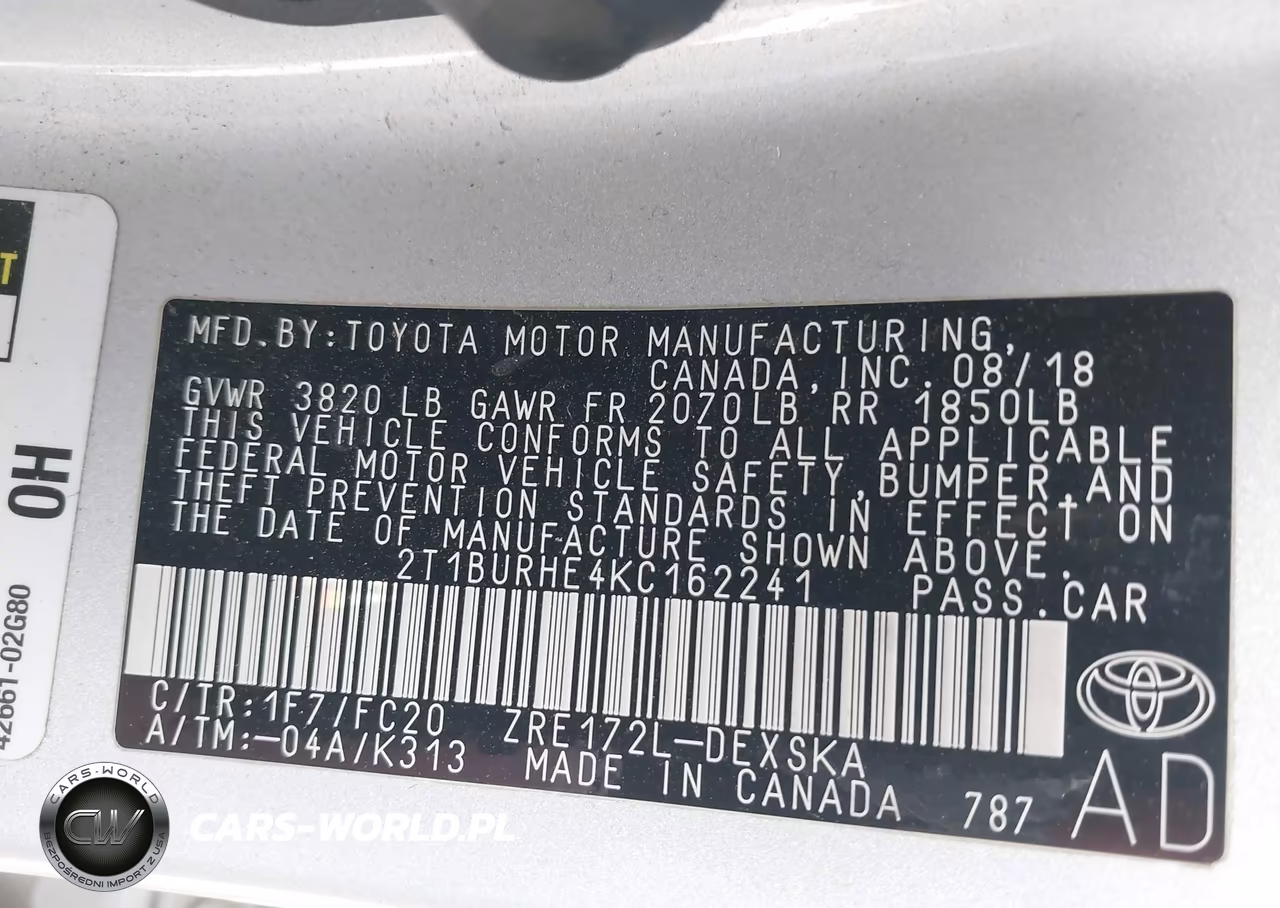 2019 Toyota Corolla Se VIN:2T1BURHE4KC162241 - 9
