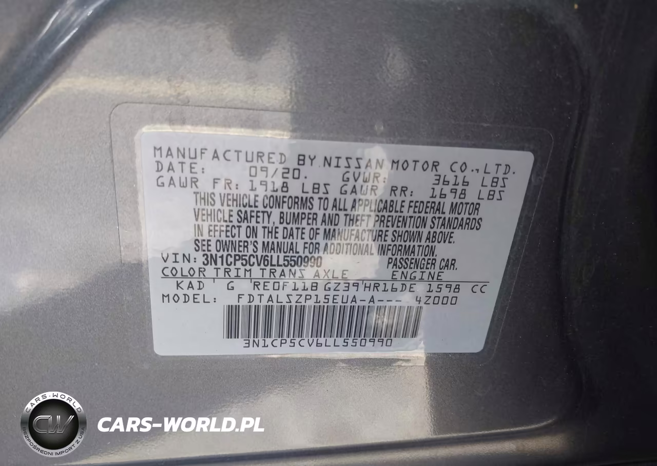 2020 Nissan Kicks Sv Xtronic Cvt VIN:3N1CP5CV6LL550990 - 9