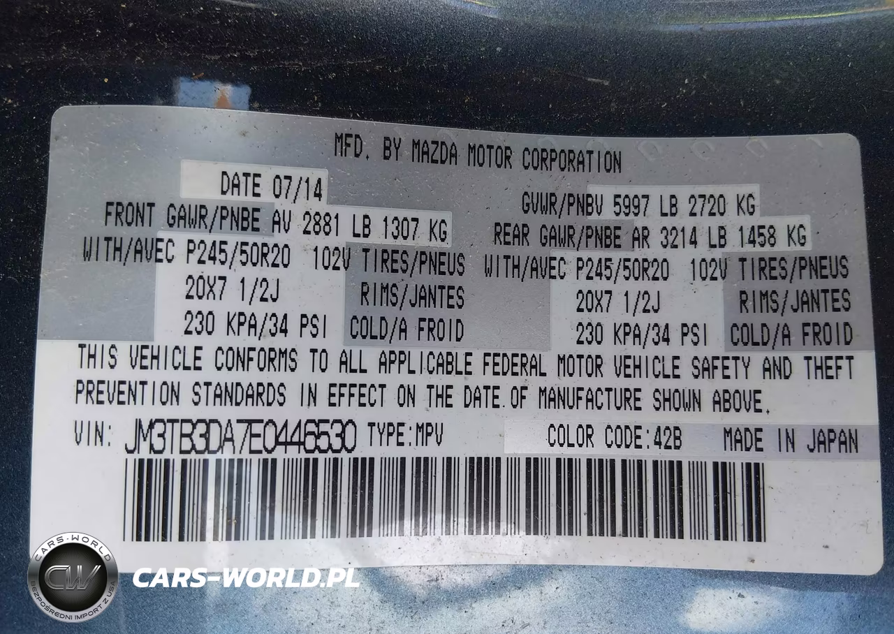 2014 Mazda Cx-9 Grand Touring VIN:JM3TB3DA7E0446530 - 9