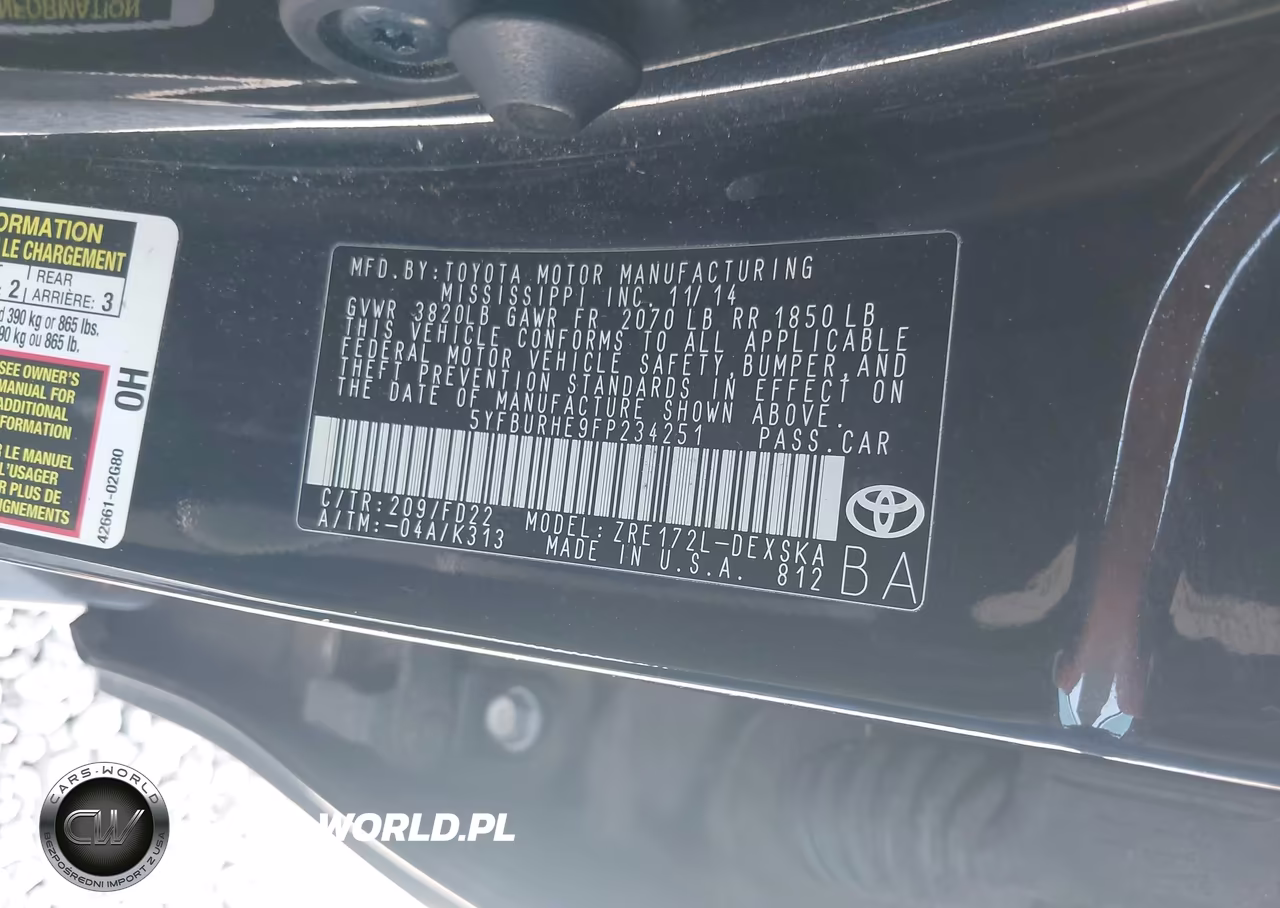2015 Toyota Corolla S Plus VIN:5YFBURHE9FP234251 - 9