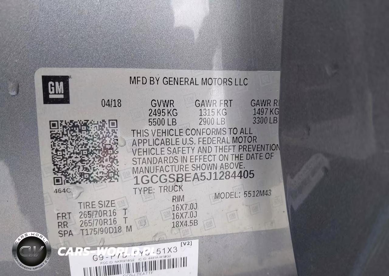 2018 Chevrolet Colorado Wt VIN:1GCGSBEA5J1284405 - 9
