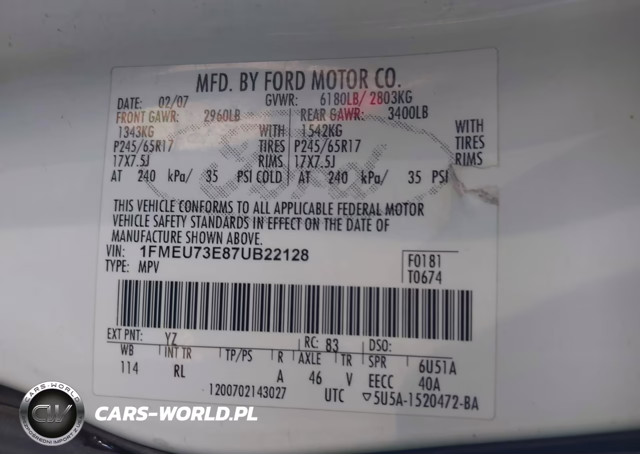 2007 Ford Explorer Xlt VIN:1FMEU73E87UB22128 - 9