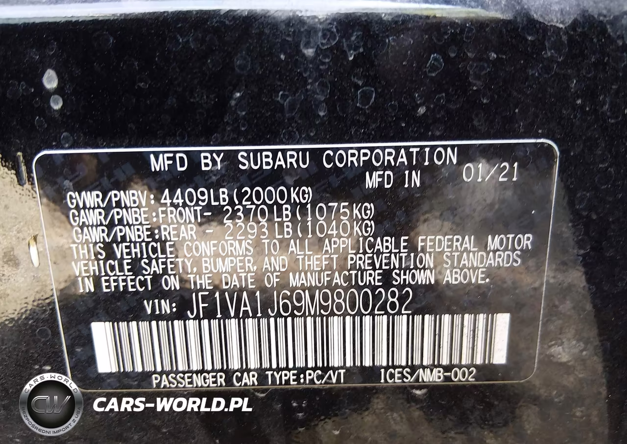 2021 Subaru Wrx Limited VIN:JF1VA1J69M9800282 - 9