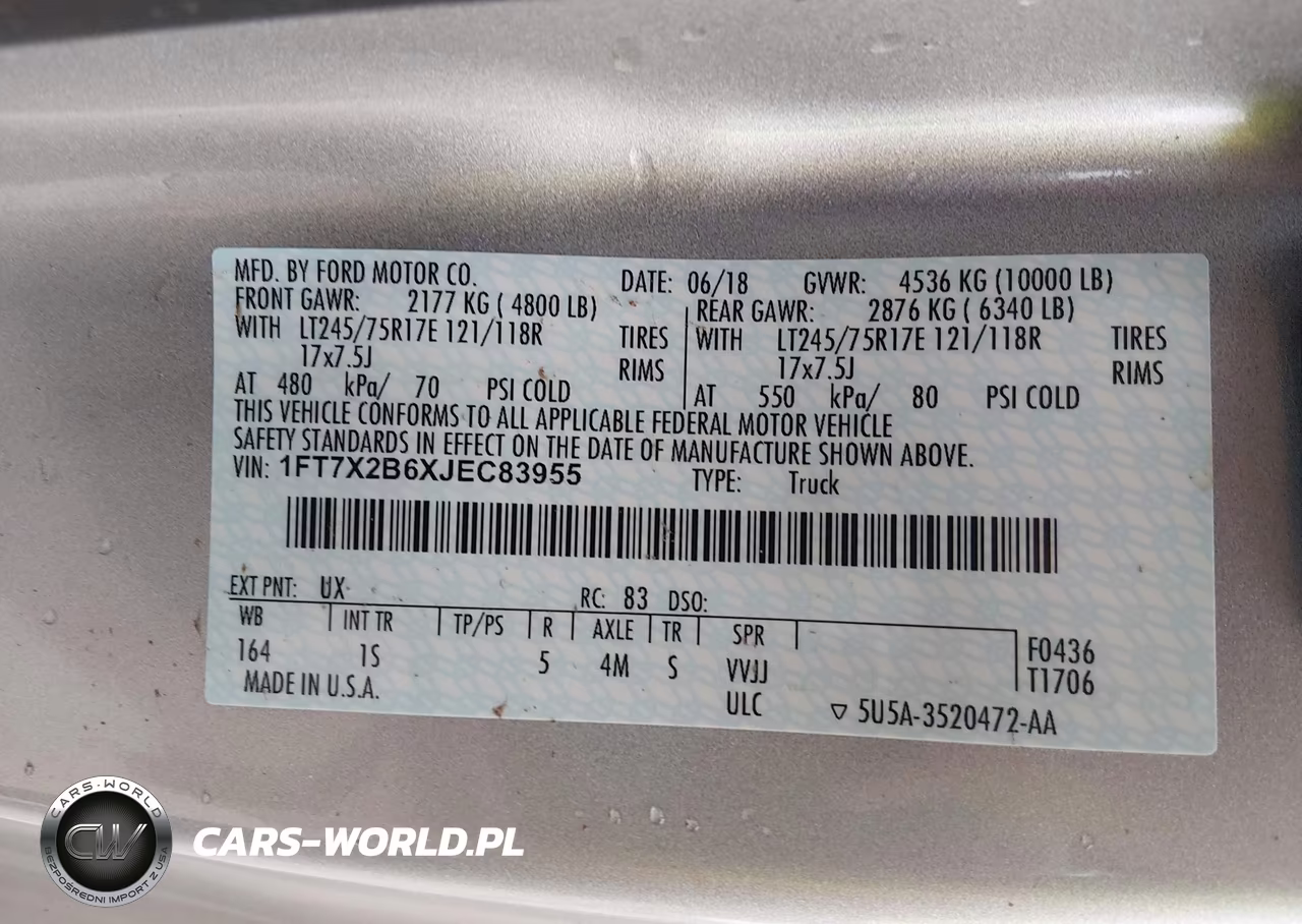 2018 Ford F-250 Xl VIN:1FT7X2B6XJEC83955 - 9