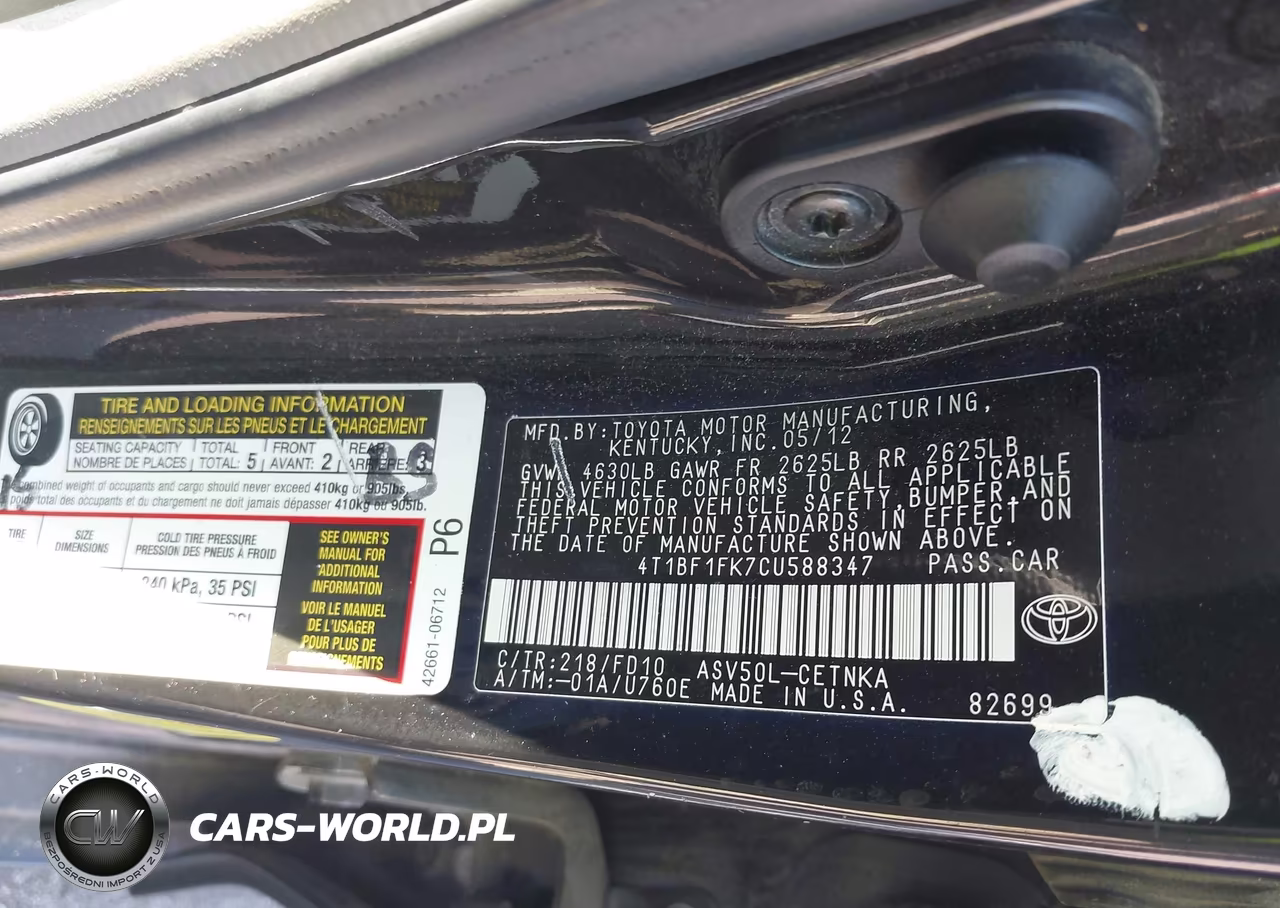 2012 Toyota Camry Le VIN:4T1BF1FK7CU588347 - 9